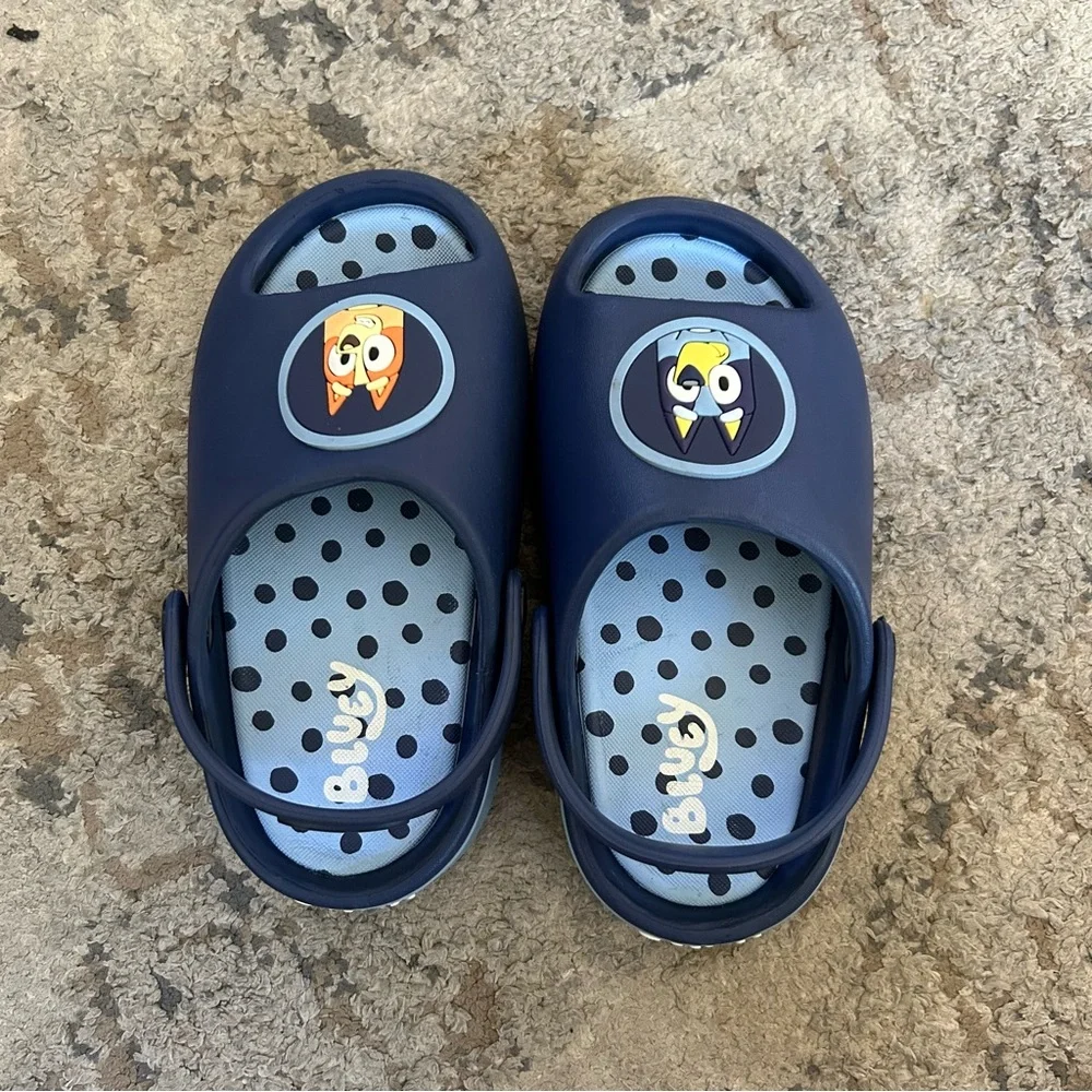 Disney Blue Navy Kids Slide Sandals with Bluey Character